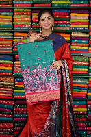 Rk Collections Soft Silk Emboose Weaving With Digital Print Peacock