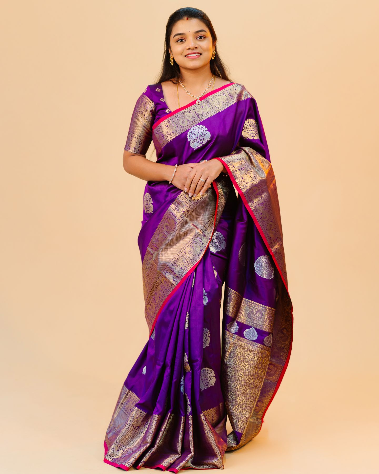 Fancy Pattu Kanchi Border Purple Saree