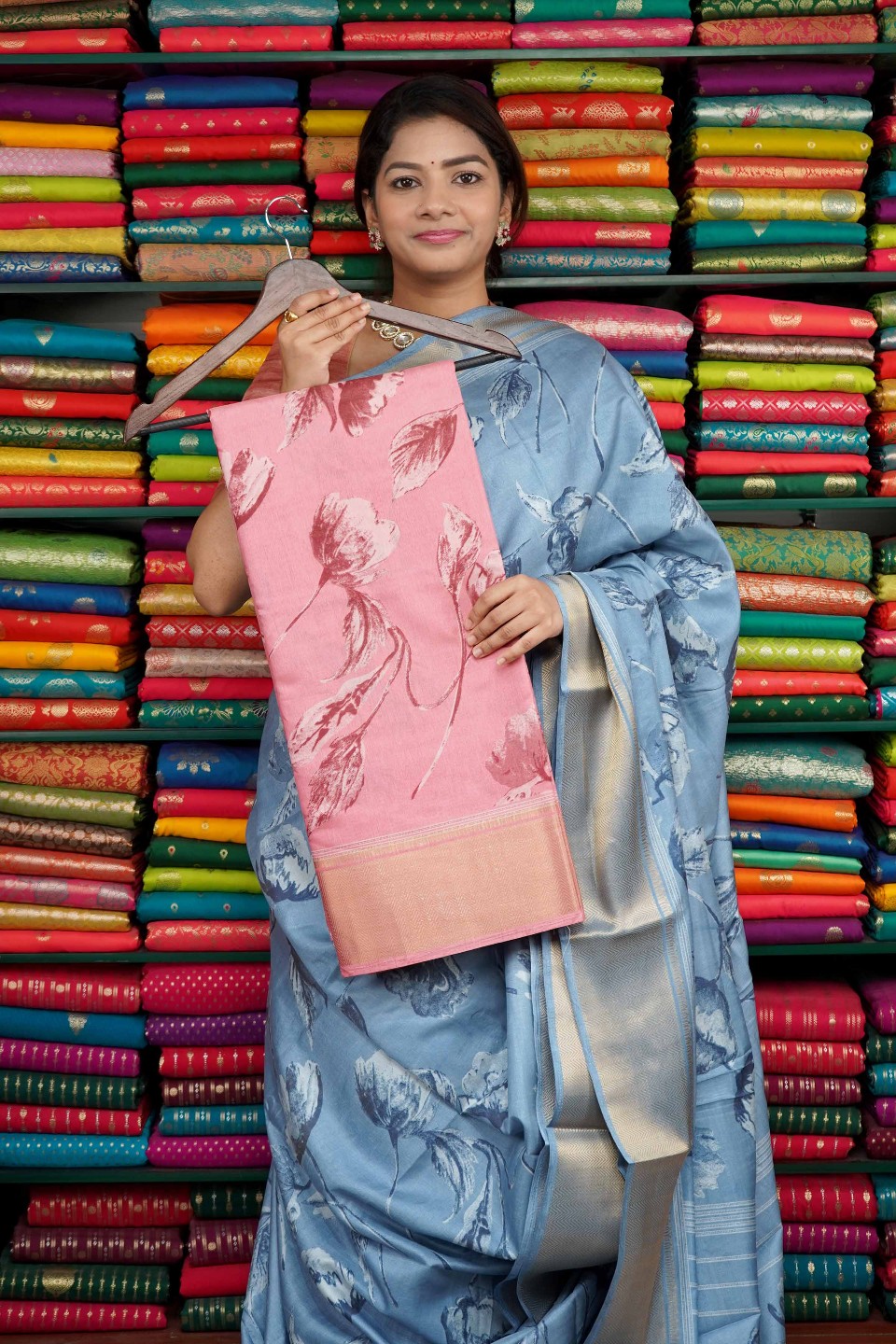 Soft Silk Digital Print Dark Peach Saree