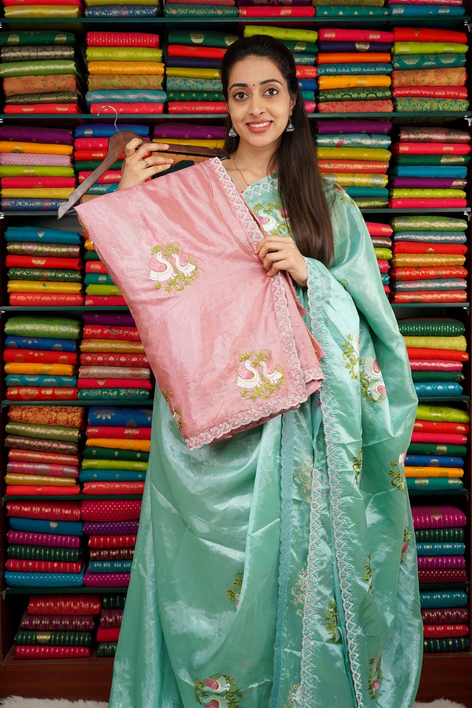 Shimmer Tussur Embroidery Dark Onion Pink Saree