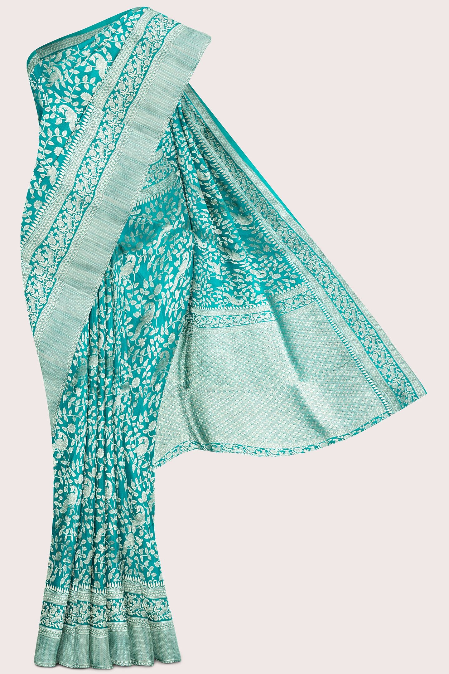Kalanjali Silk Full Jal Design Rama Green Saree