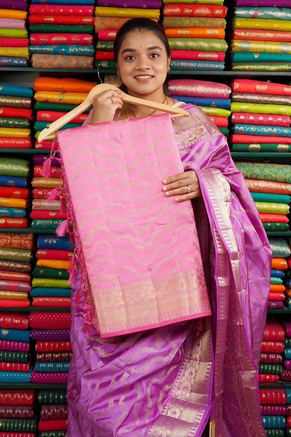 Fancy Silk Wave Zari Light Pink Saree