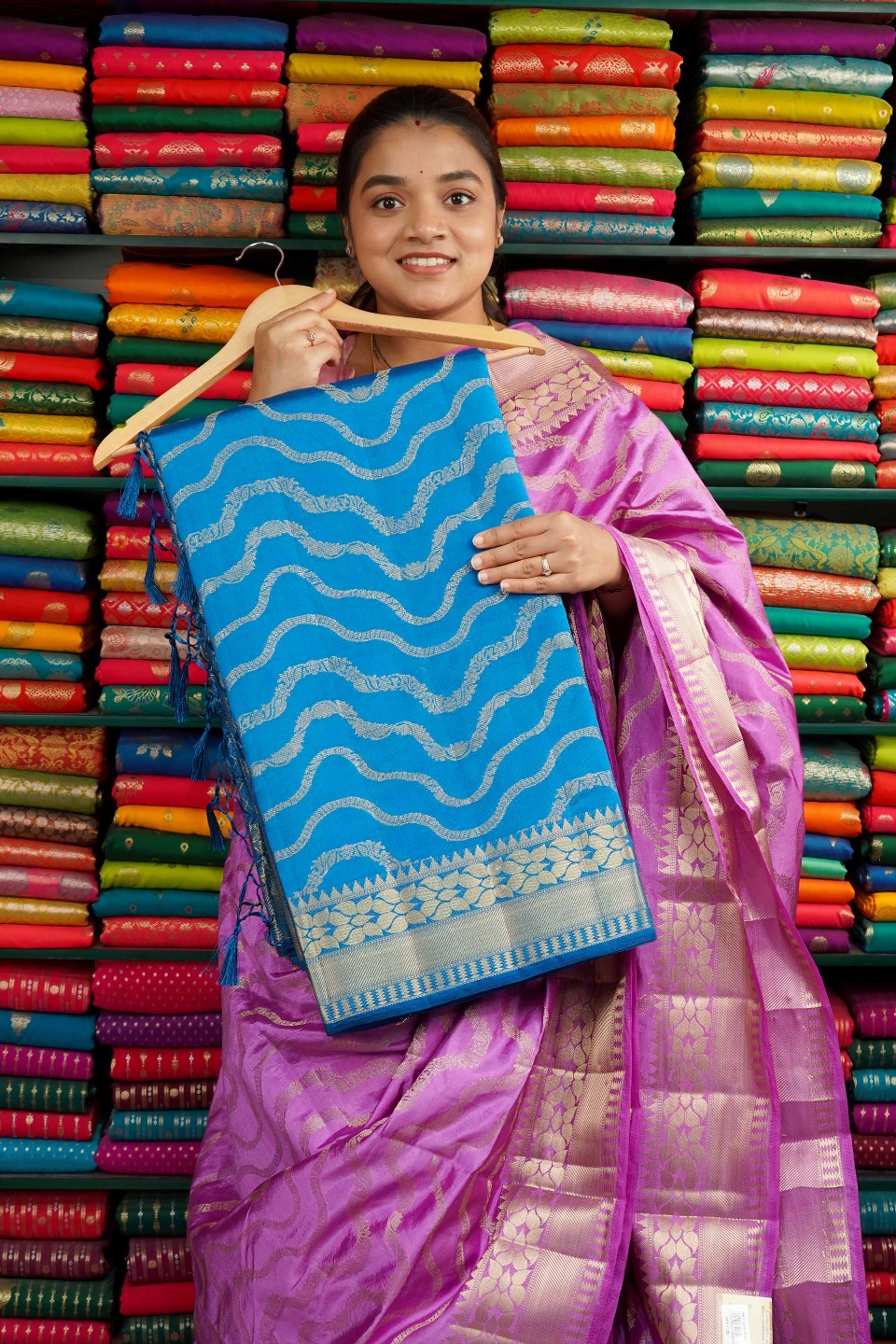 Fancy Silk Wave Zari Dark Dark Blue Saree