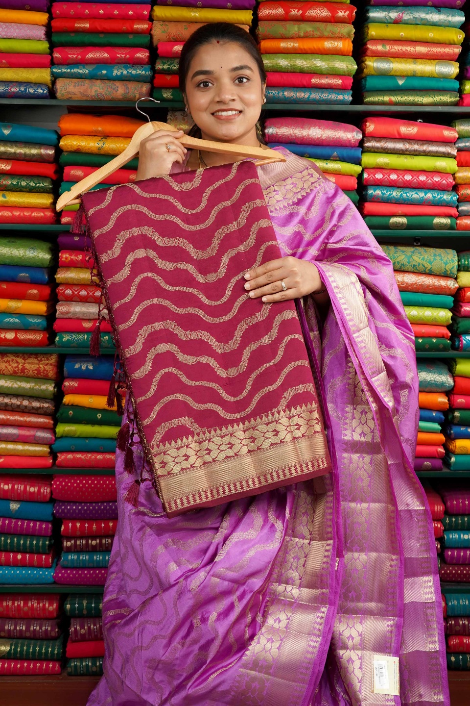 Fancy Silk Wave Zari Dark Maroon Saree