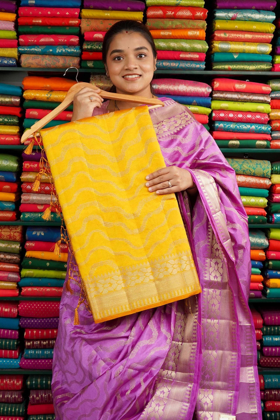 Fancy Silk Wave Zari Musturd Yellow Saree