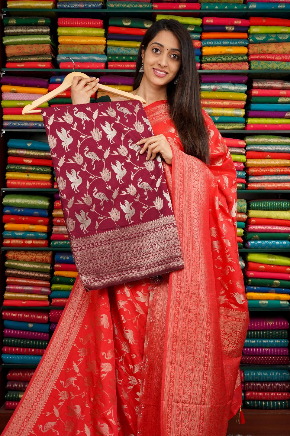 Matty Georgette All Over Design Wine Saree