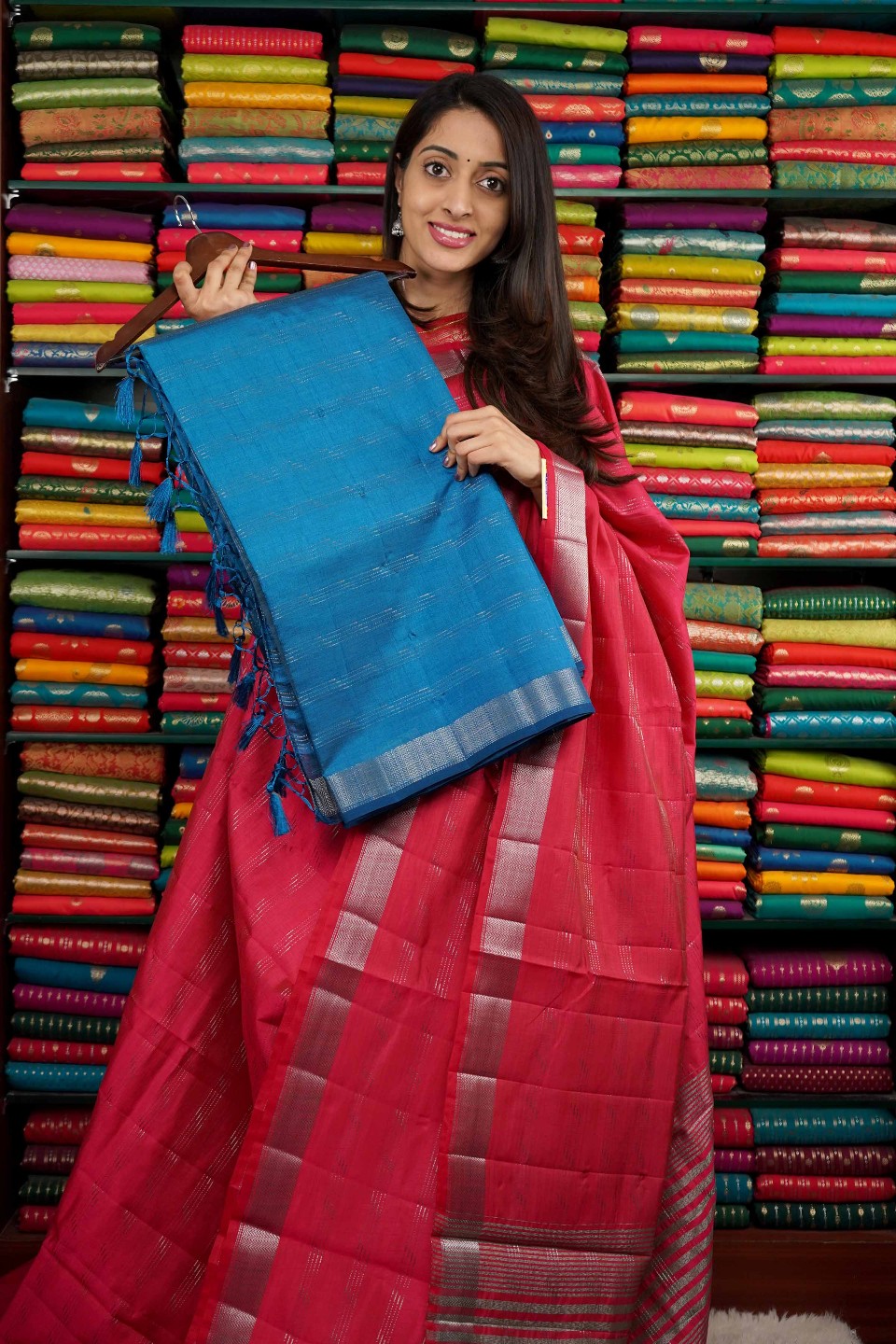 Soft Tussur Silk Silver Zari Lines Dark Blue Saree