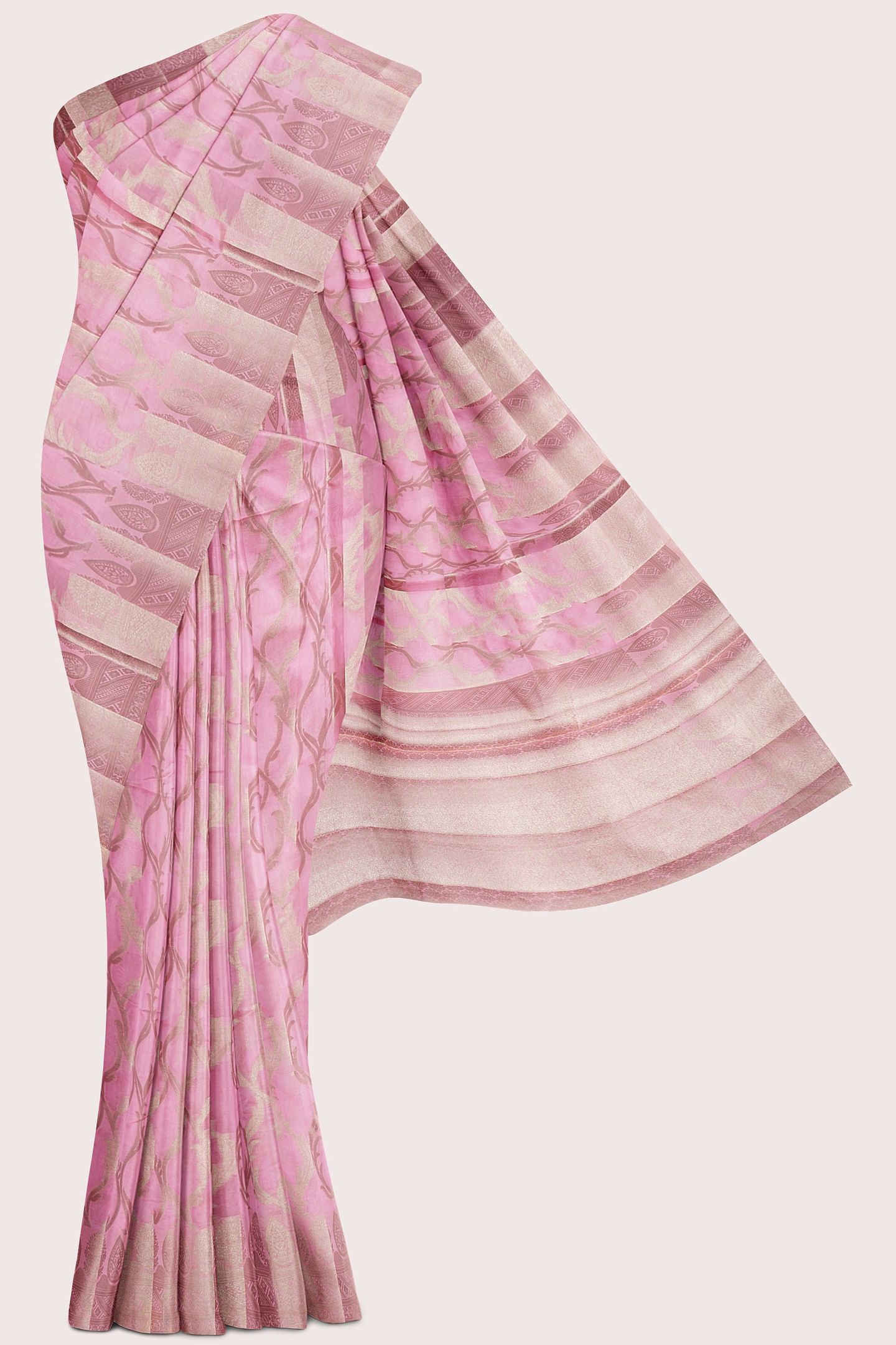 Soft Organza Silk Full Jal Design Pink Saree
