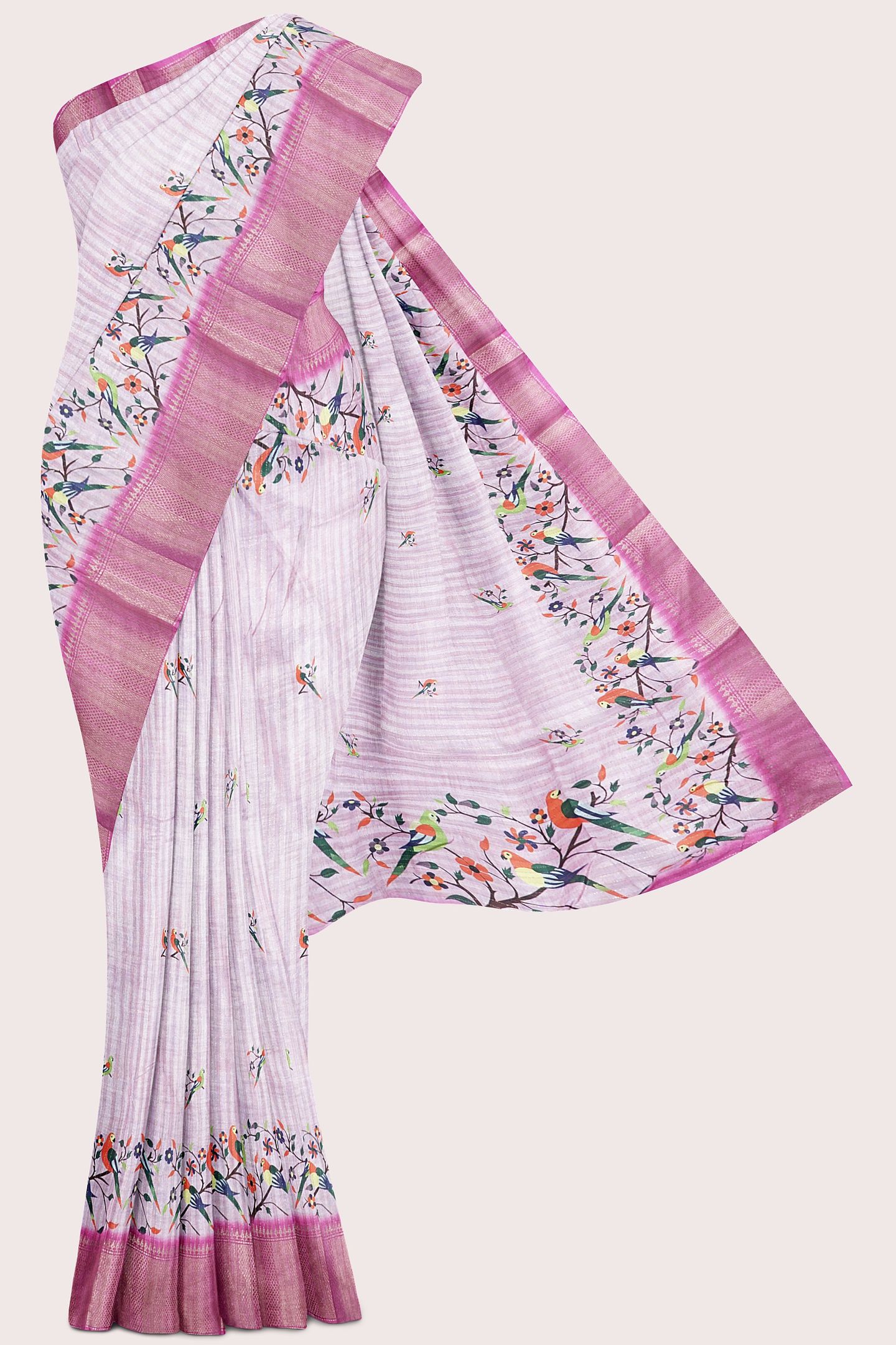 Fancy Georgette Badla Zari Weaving Baby Pink With Dark Pink Saree