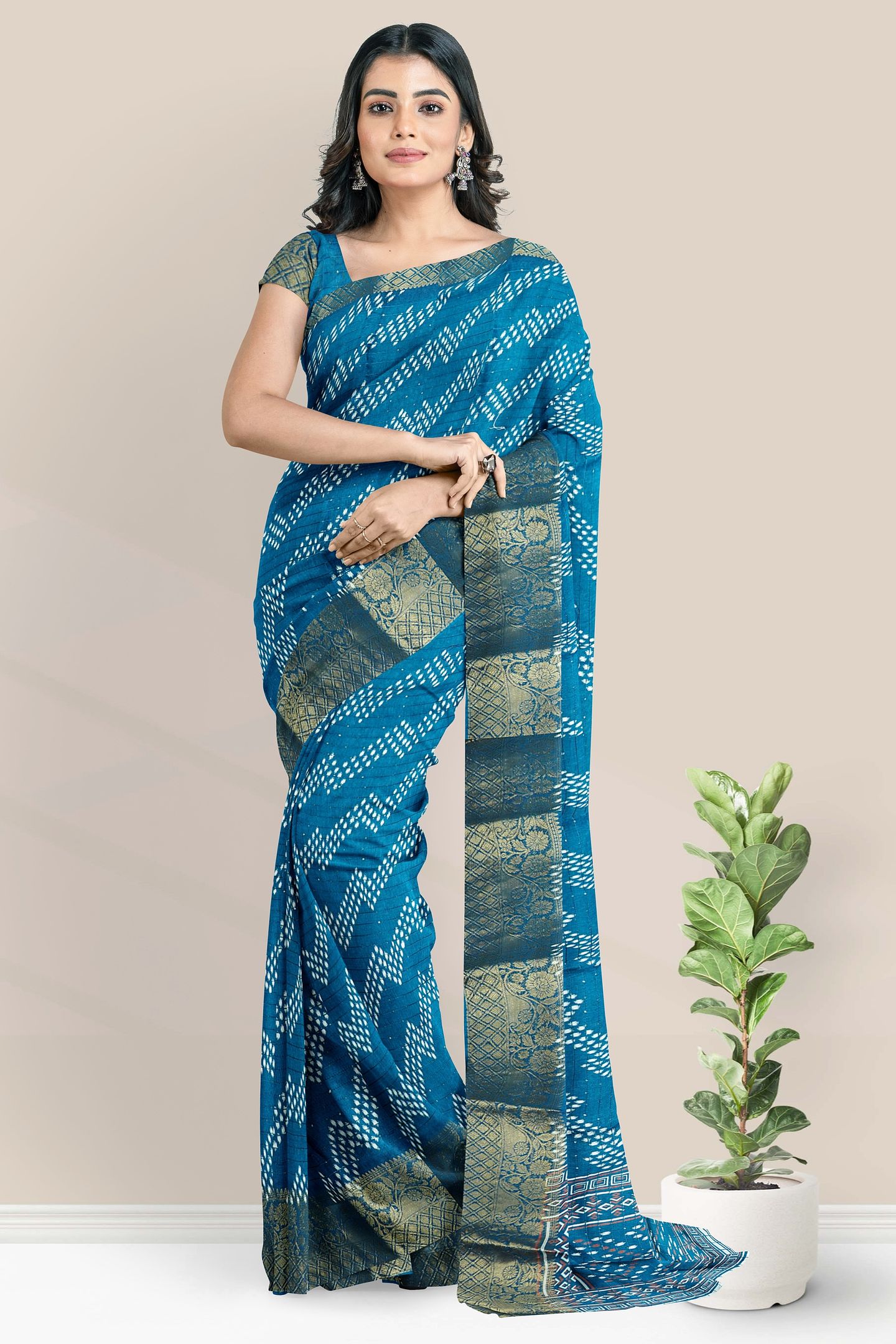 Soft Silk Gold Zari And Sequence Work Dark Blue Saree