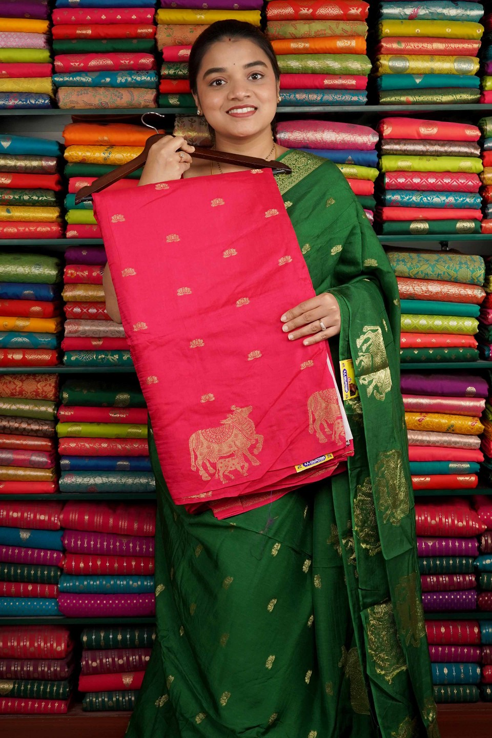 Mashru Silk Lotus Butta Pink And Purple Saree