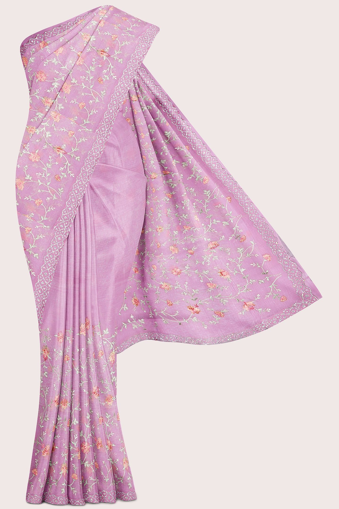 Shimmer Georgette Embroidery Light Lavendar Saree