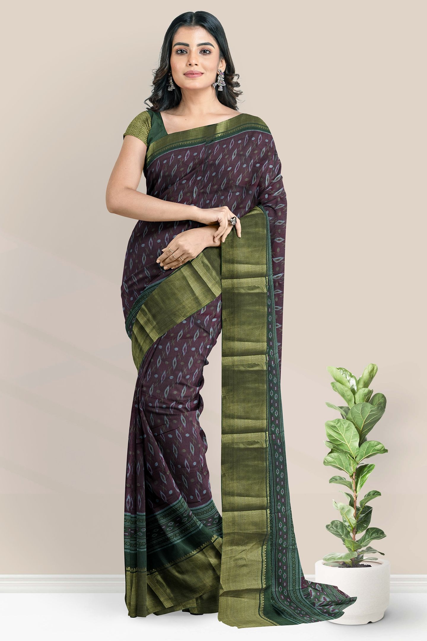 Fancy Patola Silk Patola Print Pink With Dark Green Saree