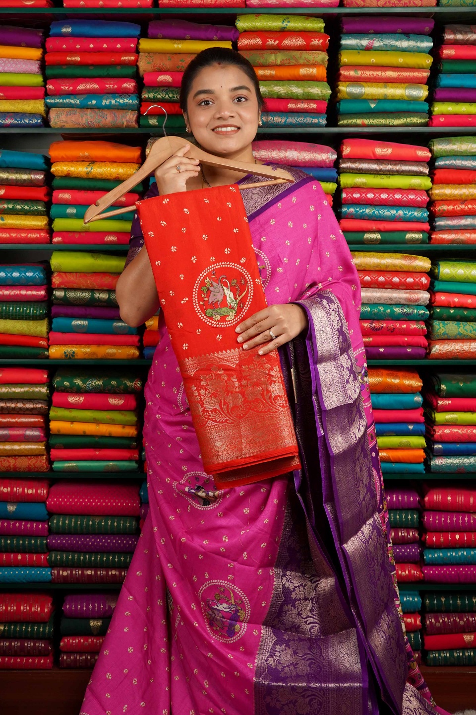 Patola Silk Zari Border Red Saree