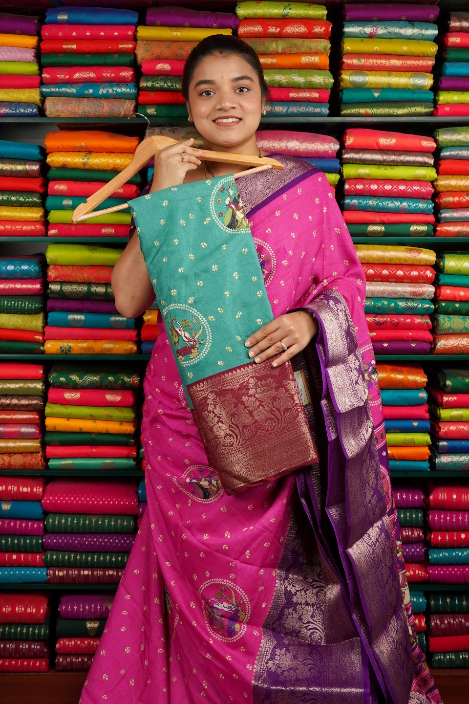 Patola Silk Zari Border Light Sea Green And Dark Maroon Saree