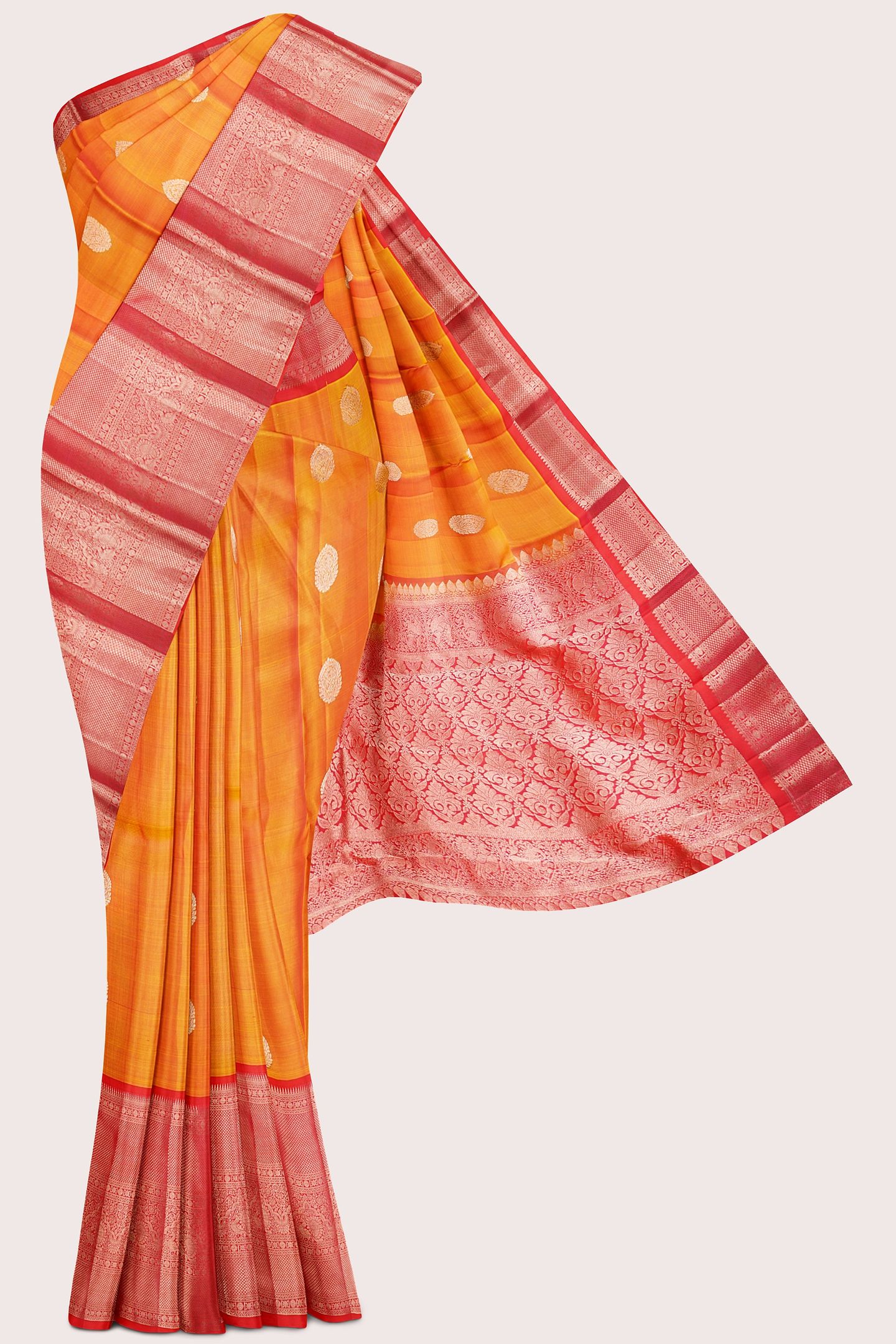 Light Weight Kanchi Pattu Yellow With Red Saree