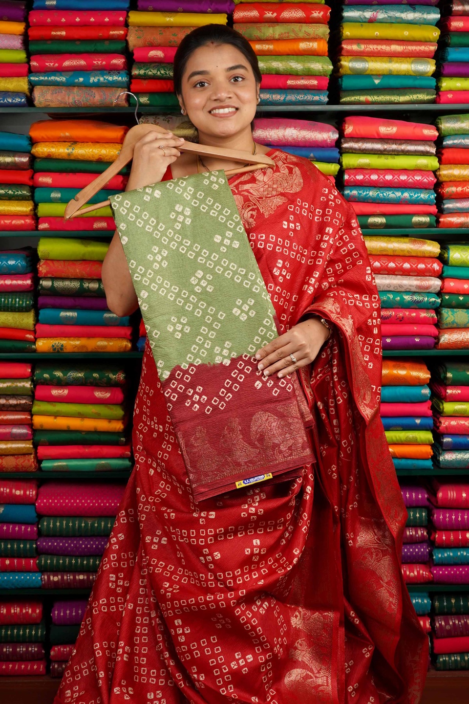 Soft Tussur Silk Bandini Print Teal Green And Dark Maroon Saree
