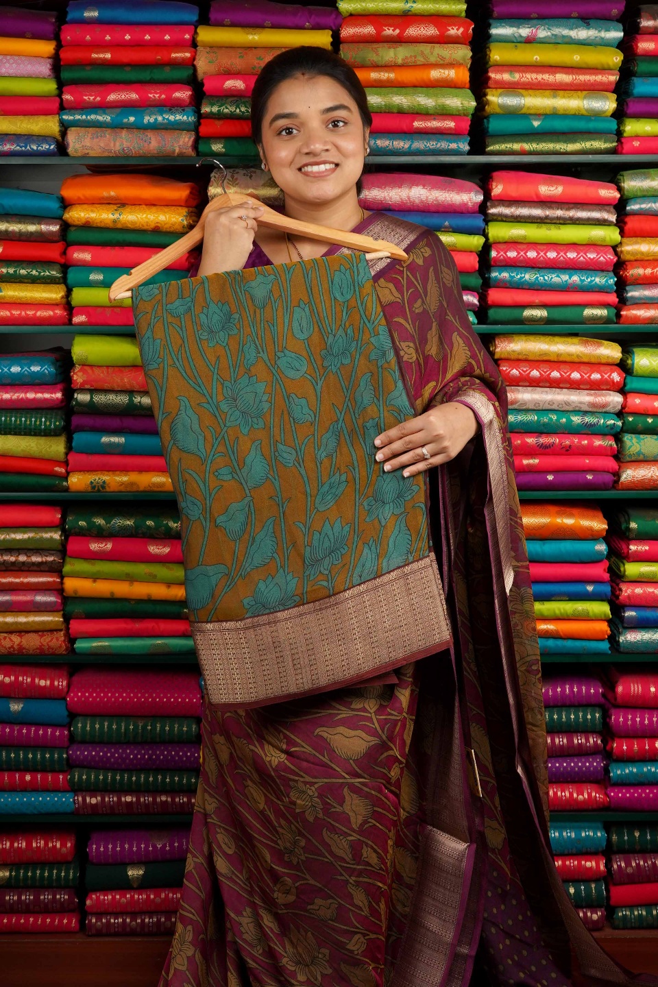 Modal Silk Printed Dark Purple Saree