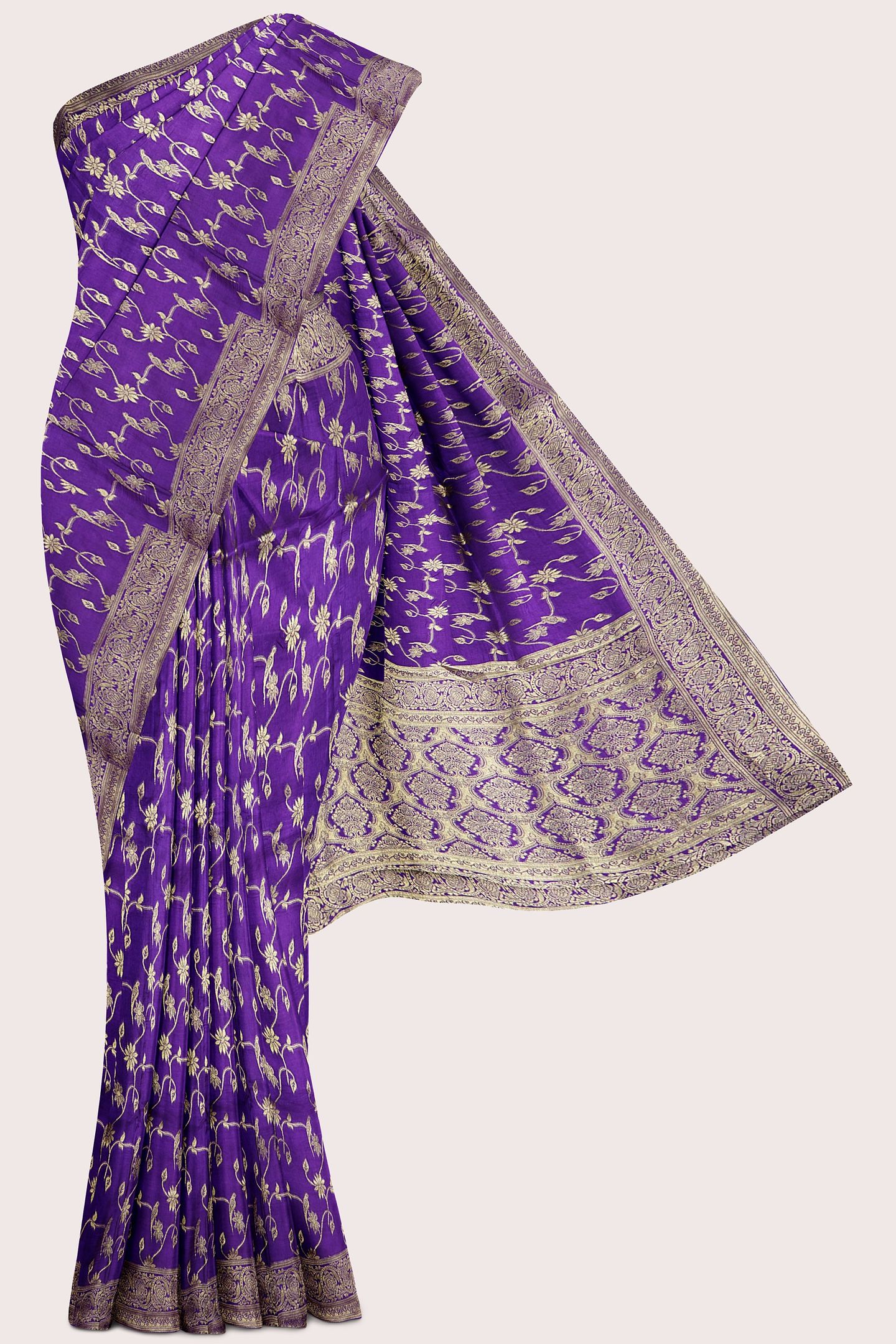 Mashru Silk Full Jal Design Dark Purple Saree