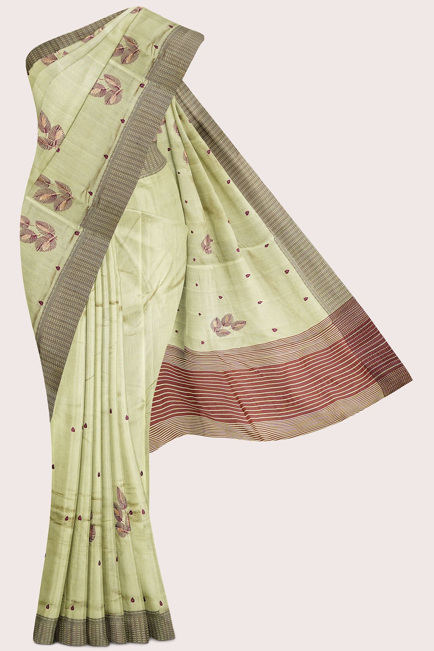 Jute Silk Threading Embroidery Work Snuff Saree