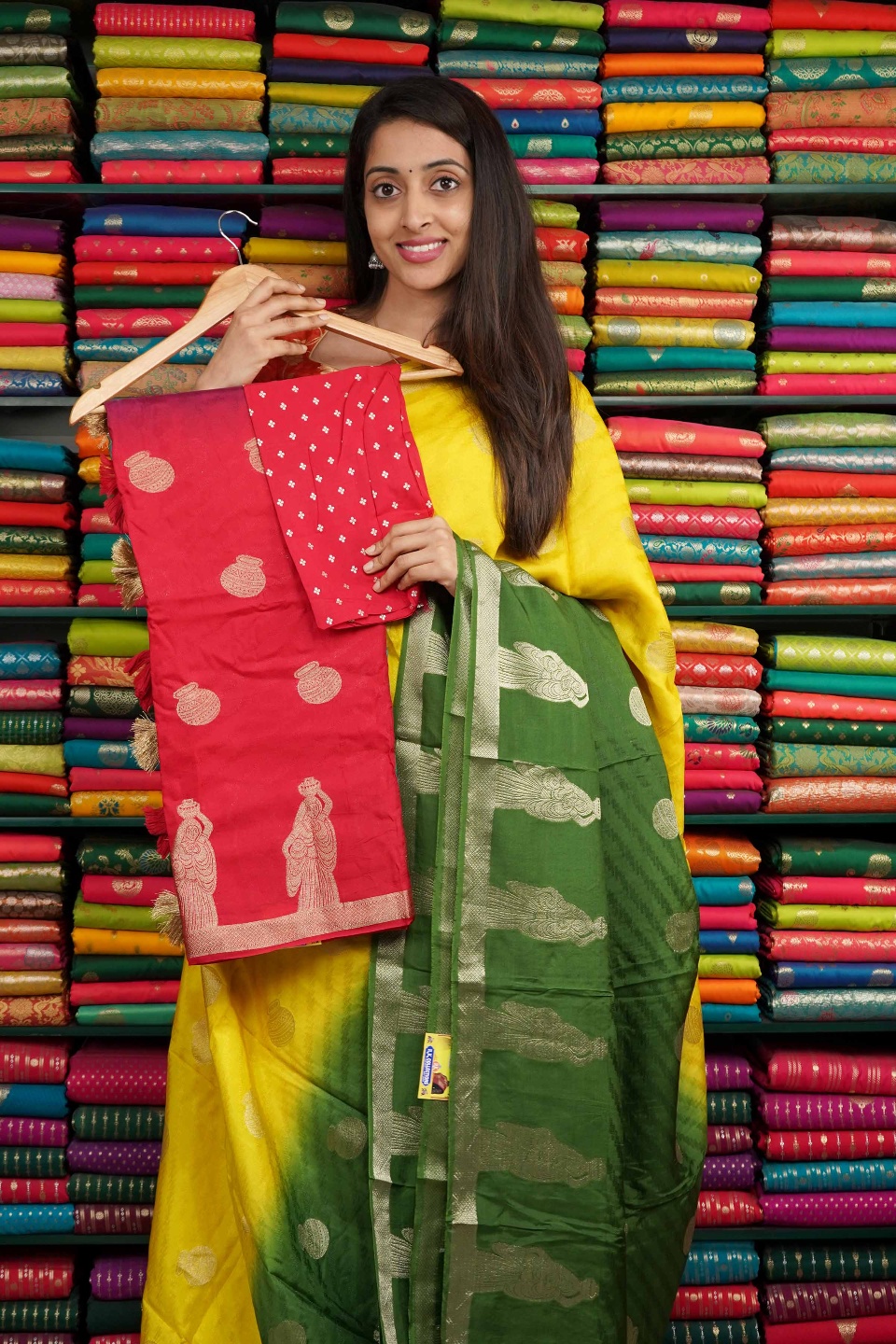 Jute Silk Tie And Dye With Zari Butti Sea Green And Pink Saree