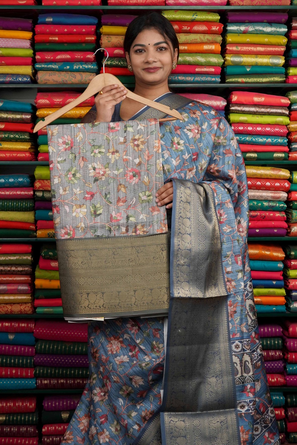 Kota Kanchi Border Gray Saree