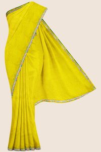 Georgette Threading Border Yellow Saree