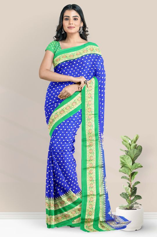 Kora Silk Saree in Blue - Saree Blouse Patterns