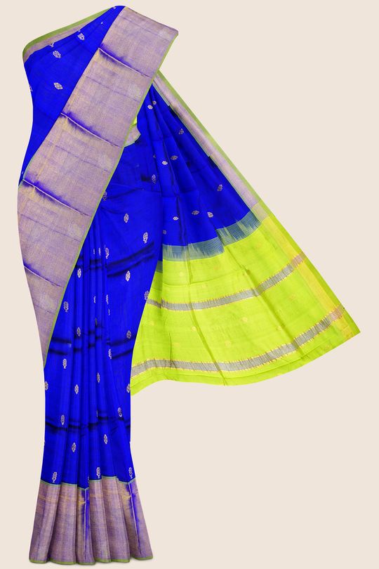 Yellow - Blue Triangular Motif Saree | Varanane Sarees | Reviews on Judge.me