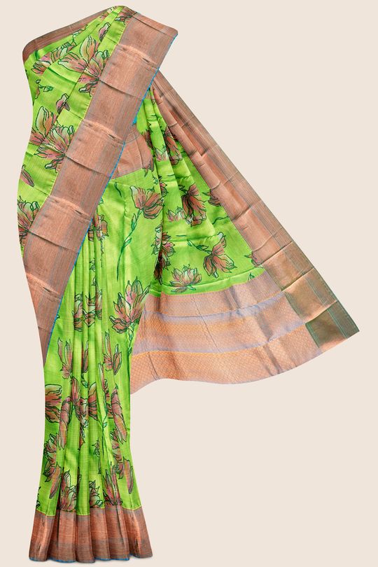 Buy Copper Sulphate Blue Handwoven Kanjivaram Silk Saree T215032