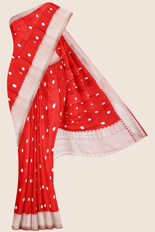 Snow cherries in the sky polka – suta.in | Polka dot saree, Saree, Saree  shopping