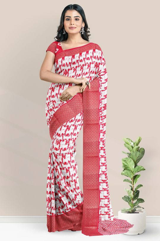 Buy White Sarees for Women by PERFECTBLUE Online | Ajio.com