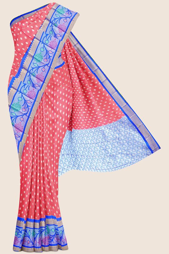 Tute blue and rosey pink barfi achol khadi silk handloom saree