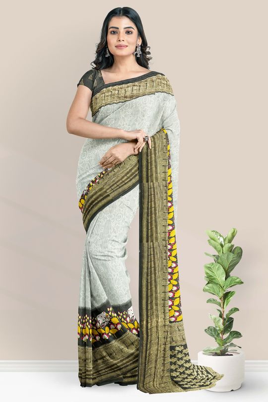 Buy This Exclusive Grey Black Combination Banarasi Silk Saree Online At  Fashion Autograph. Home To India's Best-curated Ethnic Indian Fashion.