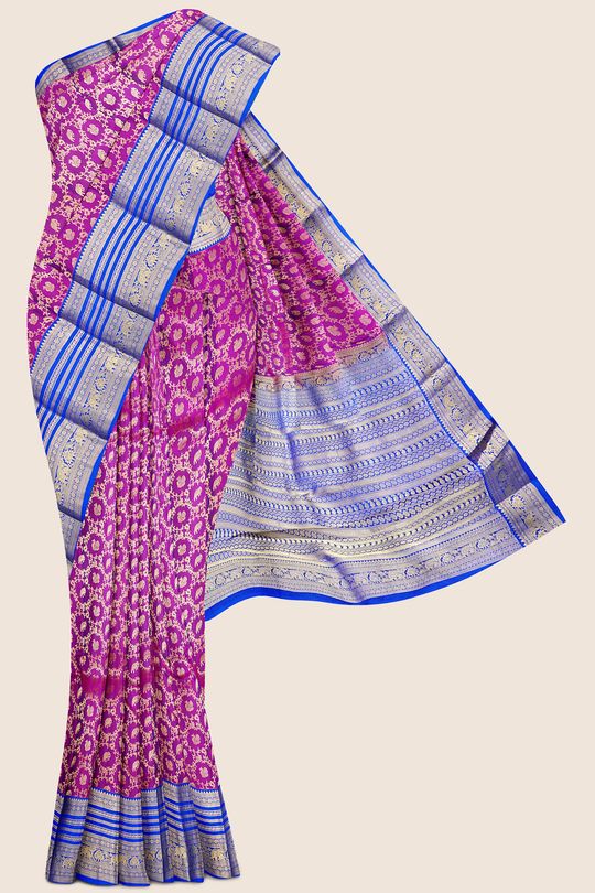 Grey and Copper Sulphate Blue Linen Jute Silk Saree – Sharvari's