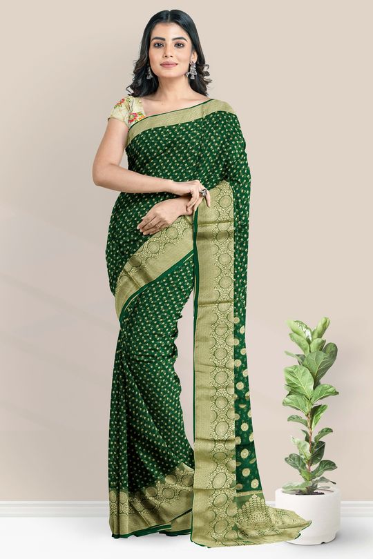 Georgette Embroidered Saree in Green