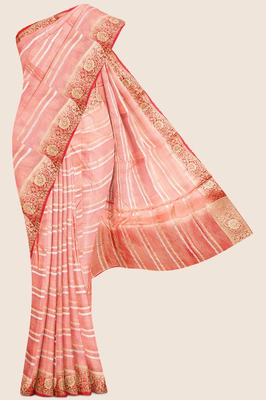 Fancy Silk Gap Border Kanakambaram And Pink Saree