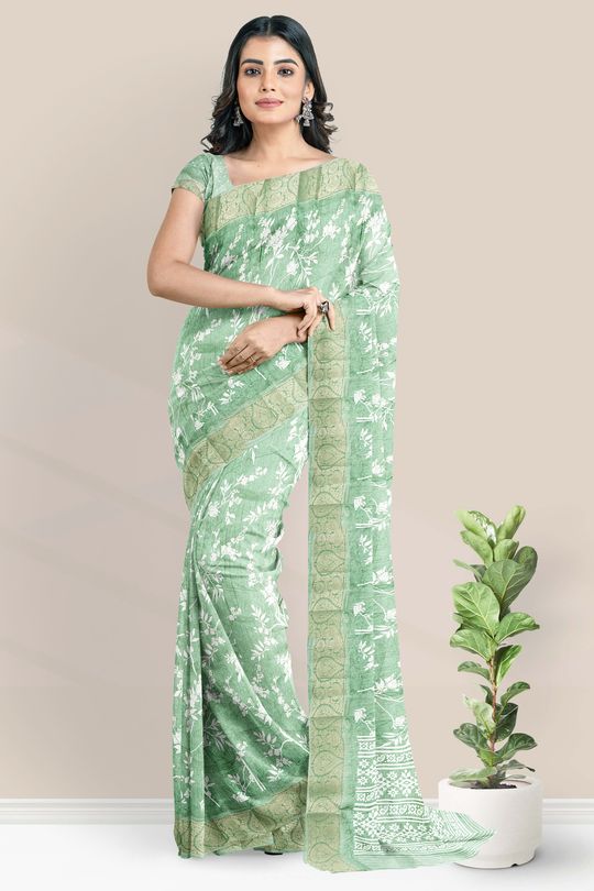 Buy Dhanlaxmi CreationLLP Printed Bollywood Georgette Green, White Sarees  Online @ Best Price In India | Flipkart.com