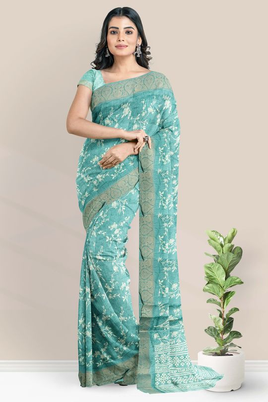 Buy Mint Green Organza Saree online-Karagiri