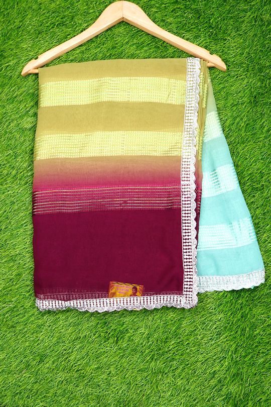 Bottle Green tussar with Yellow Cutwork Saree at Best Price