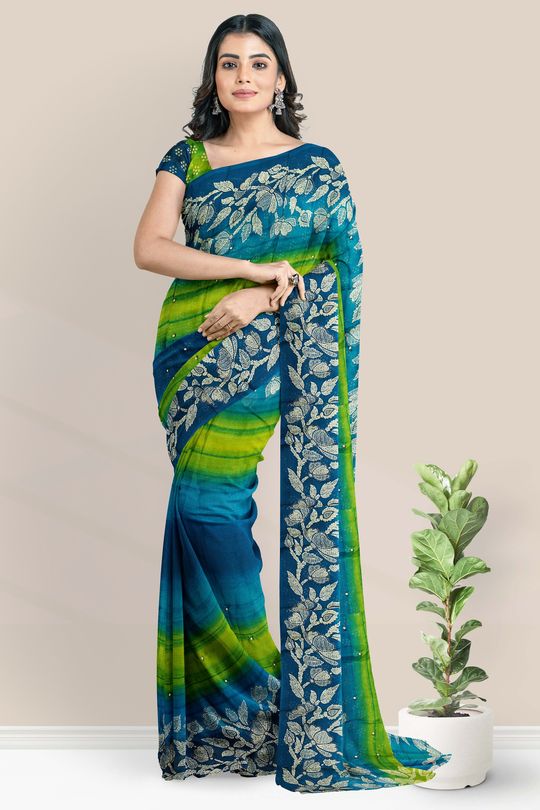 Buy SWEET SMILE FAB Animal Print Raw Silk Regular Fit Women's Saree with  Blouse Set | Shoppers Stop