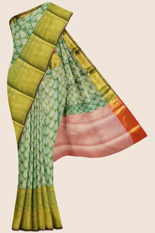 Semi Kanjivaram Silks Soft Orange and Strong pink | Venishka's Luxe  Collection | Best Price | Premium Quality