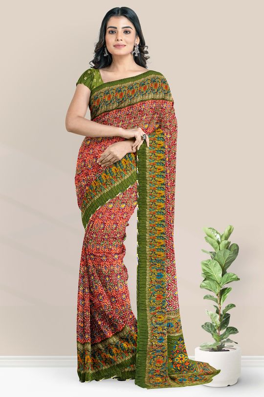 Buy Mehandi Green Sarees for Women by KALISTA Online | Ajio.com