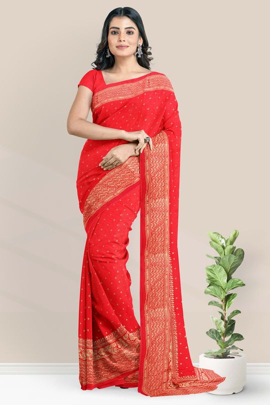 Buy Dark Red Sarees for Women by Indie Picks Online | Ajio.com