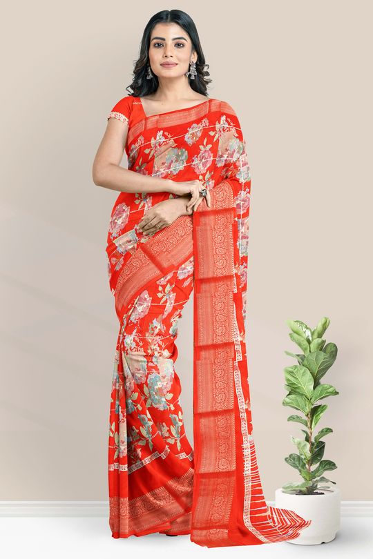 Kanchipuram Silk Brocade Red Saree | Kankatala