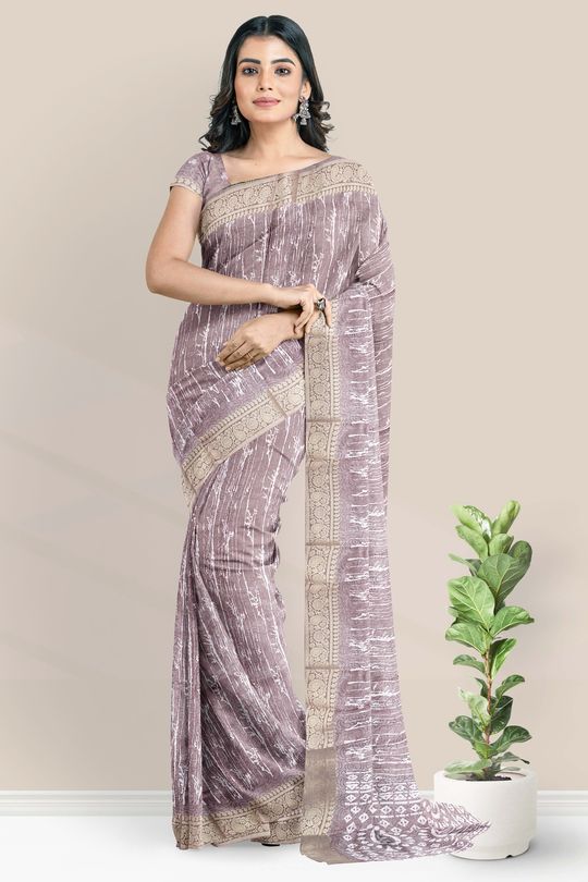 Fancy Silk Digital Print Grape Saree