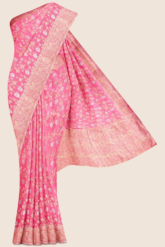Chiffon Creaper Bright Purple Saree