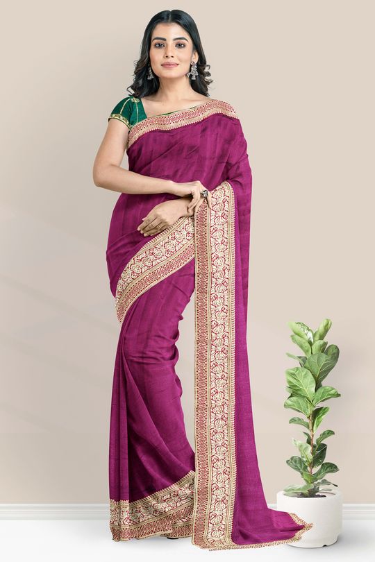 Buy Angan fashion hub Woven, Self Design Bollywood Art Silk, Georgette  Purple Sarees Online @ Best Price In India | Flipkart.com