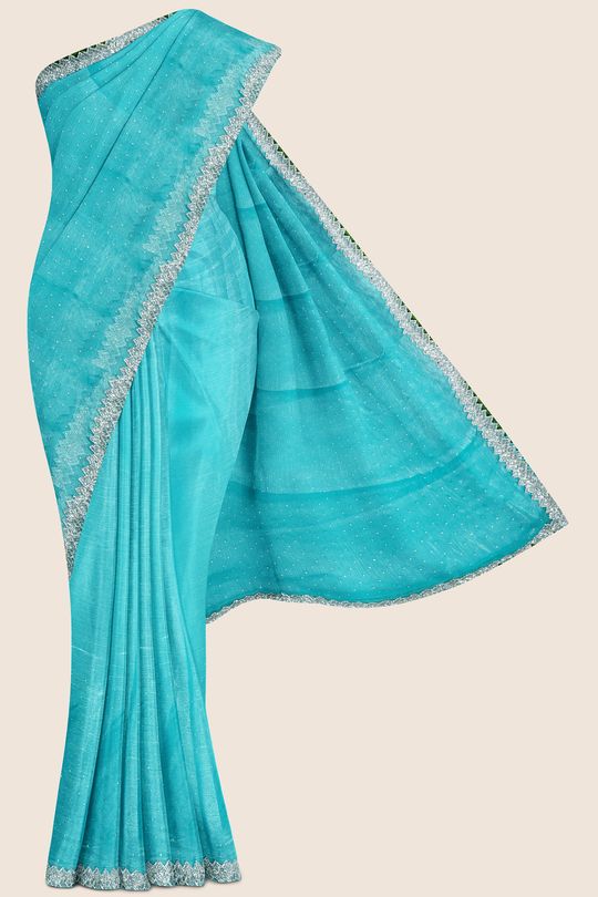 Glass Mirror work saree with mirror work blouse. | Fashionworldhub