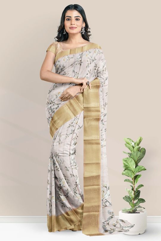 Light Green Saree & Blouse With Golden Zari Weaving Banarasi Beautiful –  garment villa